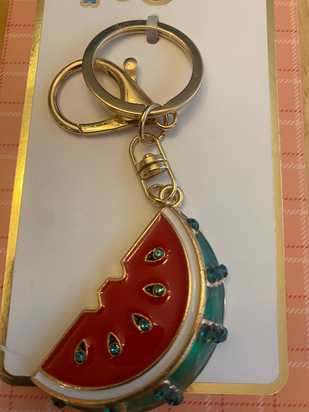Gold tone Red Watermelon Slice bag charm Keychain NWT by Charms & Co